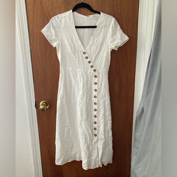 Madewell Dresses & Skirts - Madewell Linen-Blend Button Wrap Midi Dress